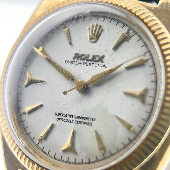 Rolex Oyster Precision 18k Yellow Gold Silver Dial 34mm Automatic Mens Watch - Picture 2 of 8